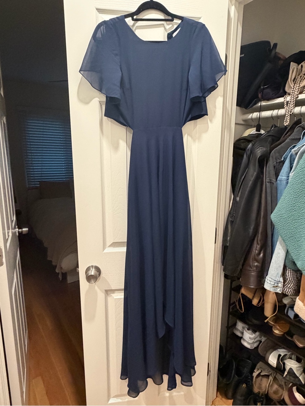 ALI & JAY Navy Blue Flutter Sleeve Maxi Dress